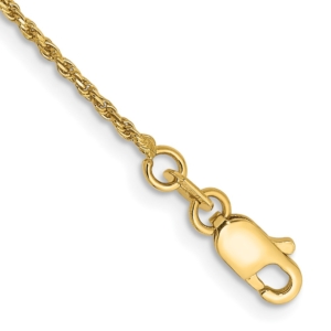 14K 8 inch 1.15mm Diamond-cut Machine Made Rope with Lobster Clasp Chain - 0
