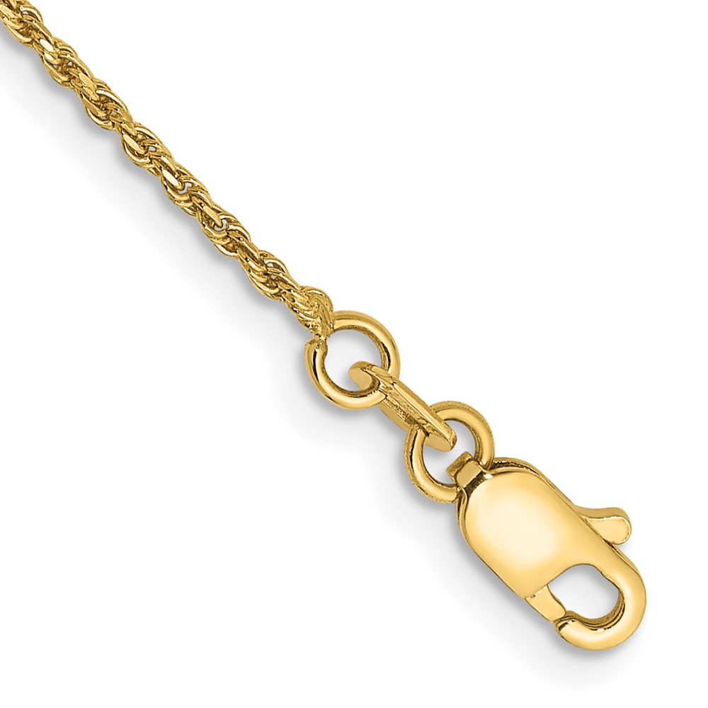 14K 8 inch 1.15mm Diamond-cut Machine Made Rope with Lobster Clasp Chain - 0