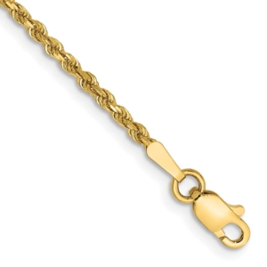 14K 7 inch 1.75mm Diamond-cut Rope with Lobster Clasp Chain - 0