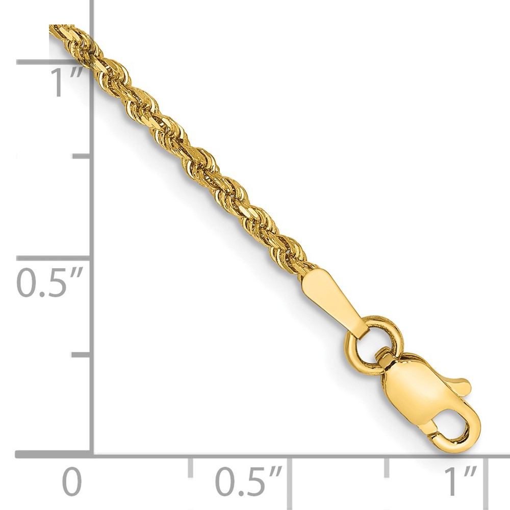 14K 7 inch 1.75mm Diamond-cut Rope with Lobster Clasp Chain - 1
