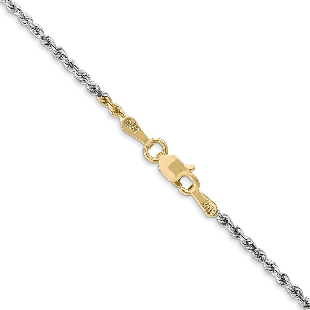 14K Tri-colored 18 inch 1.75mm Diamond-cut Rope with Lobster Clasp Chain - 2