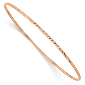10k 1.5mm Rose Gold Diamond-Cut Slip-on Bangle Bracelet - 0