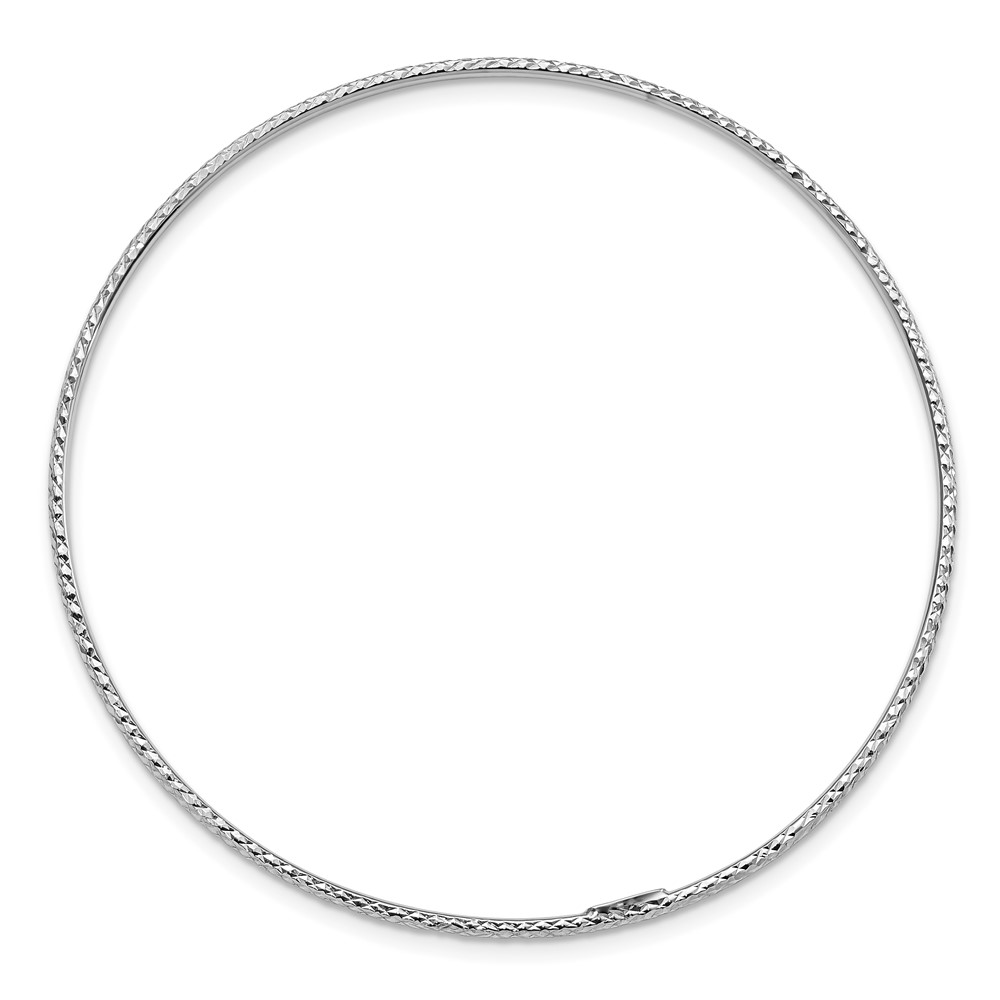 10k 1.5mm White Gold Diamond-Cut Slip-on Bangle Bracelet - 1