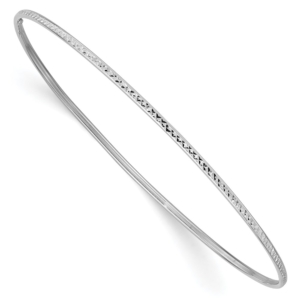 10k 1.5mm White Gold Diamond-Cut Slip-on Bangle Bracelet - 0