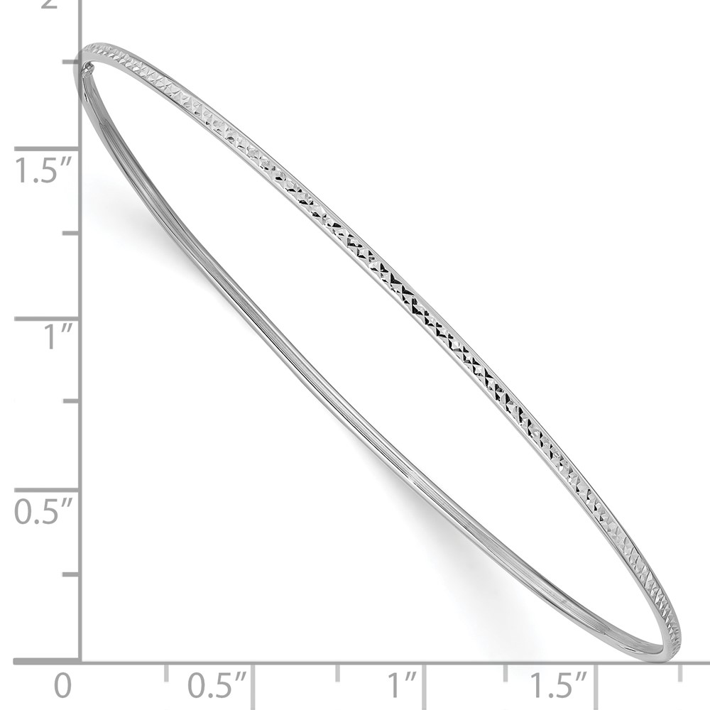 10k 1.5mm White Gold Diamond-Cut Slip-on Bangle Bracelet - 2