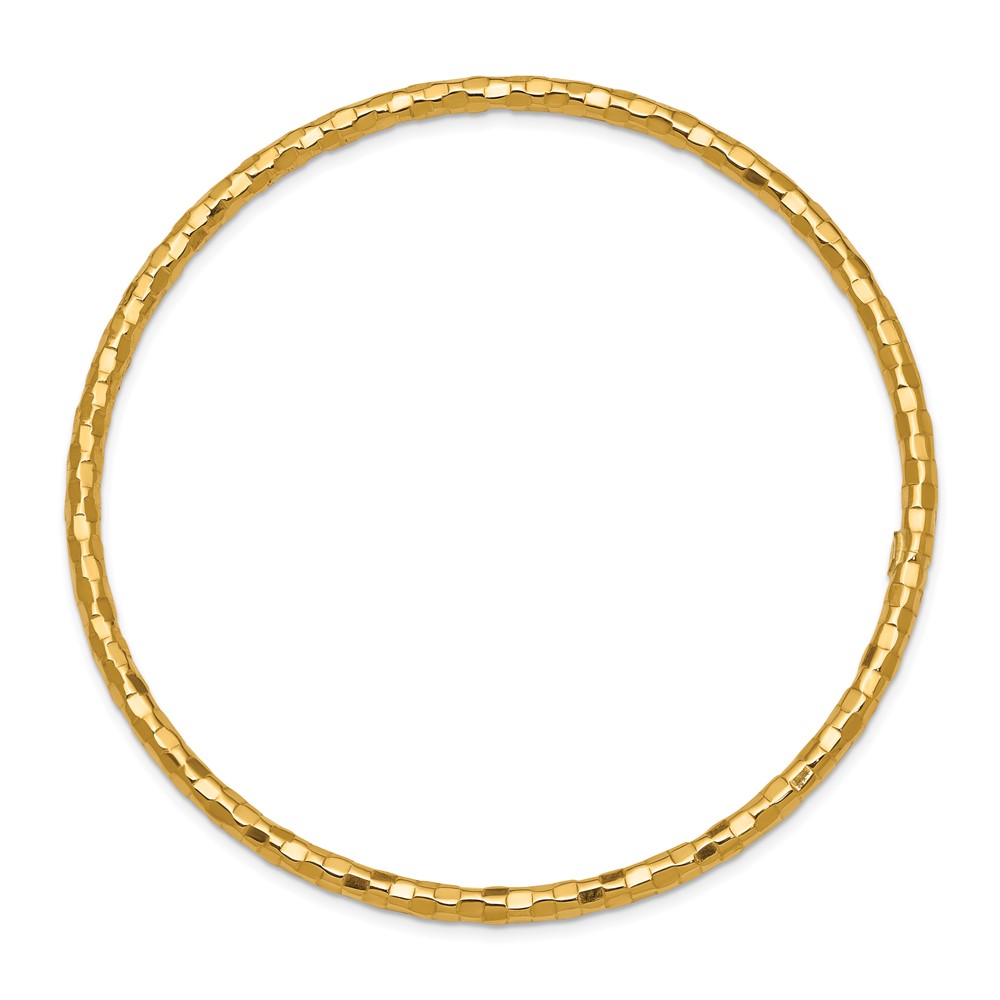 10k Polished Textured Slip-on Bangle Bracelet - 1