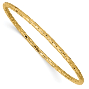 10k Polished Textured Slip-on Bangle Bracelet - 0