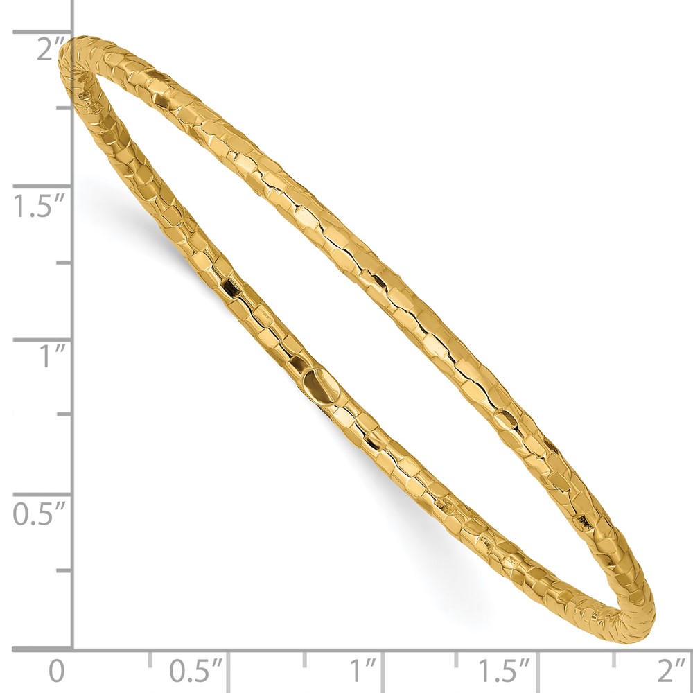 10k Polished Textured Slip-on Bangle Bracelet - 2