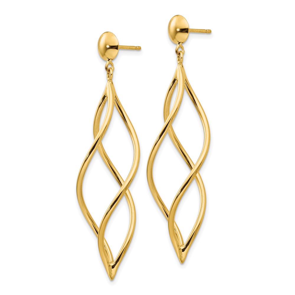 10k Curved Tube Dangle Earrings - 1