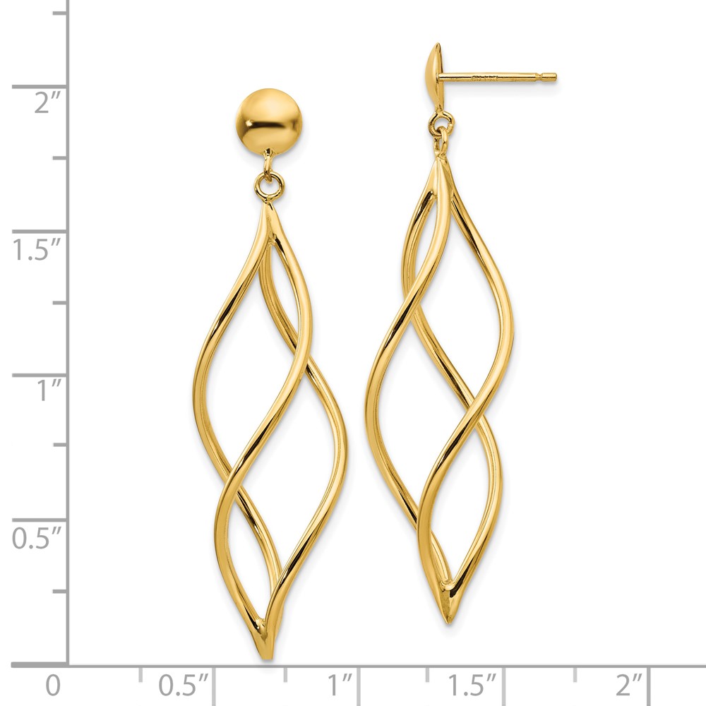 10k Curved Tube Dangle Earrings - 3