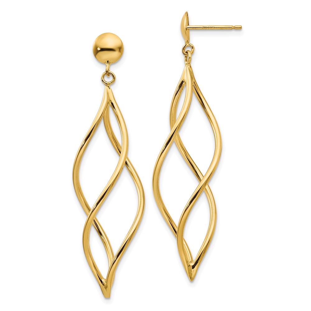 10k Curved Tube Dangle Earrings - 0