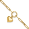 10K Polished Puff Heart Paper Clip Link Bracelet - 0 10K Polished Puff Heart Paper Clip Link Bracelet - 0