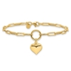 10K Polished Puff Heart Paper Clip Link Bracelet - 2 10K Polished Puff Heart Paper Clip Link Bracelet - 2
