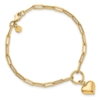 10K Polished Puff Heart Paper Clip Link Bracelet - 3 10K Polished Puff Heart Paper Clip Link Bracelet - 3