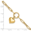 10K Polished Puff Heart Paper Clip Link Bracelet - 4 10K Polished Puff Heart Paper Clip Link Bracelet - 4