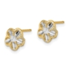 10K w/Rhodium Diamond-cut Flower Post Earrings - 1