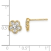 10K w/Rhodium Diamond-cut Flower Post Earrings - 2