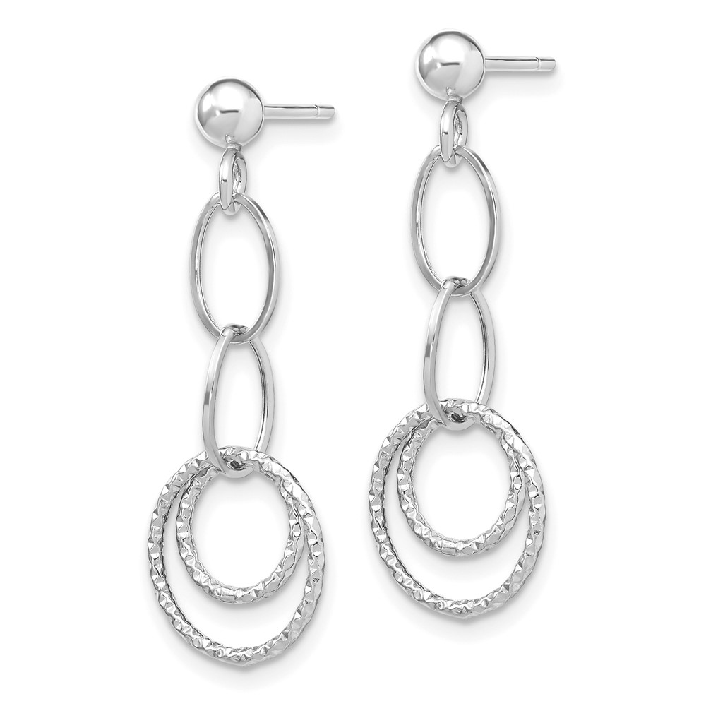 10K White Gold Post Dangle Earrings - 1