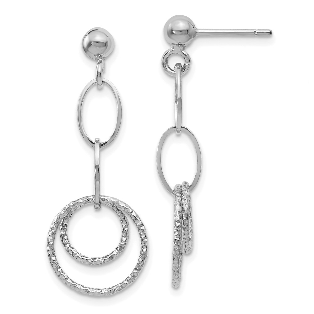 10K White Gold Post Dangle Earrings - 0
