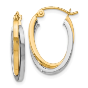 10K Two-Tone Polished Hinged Hoop Earrings - 0