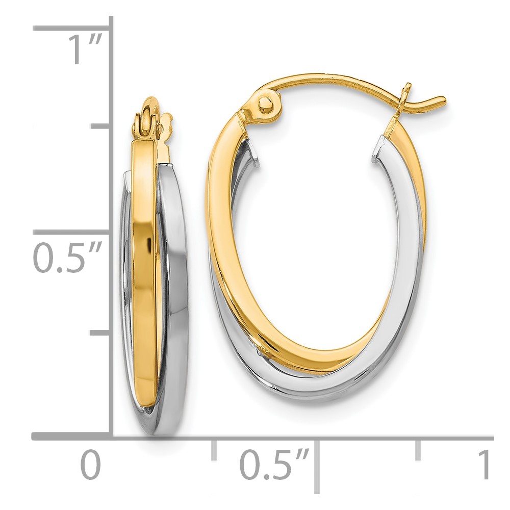 10K Two-Tone Polished Hinged Hoop Earrings - 3 10K Two-Tone Polished Hinged Hoop Earrings - 3