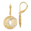 10K Two-tone Polished and Satin Leverback Earrings - 0