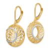 10K Two-tone Polished and Satin Leverback Earrings - 1