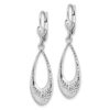 10K White Gold Polished and D/C Leverback Earrings - 1