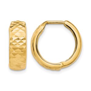 10K Polished and D/C Hinged Hoop Earrings - 0