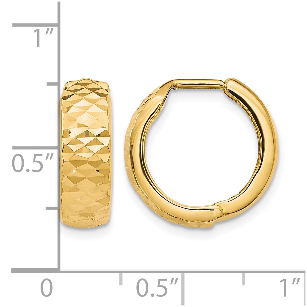 10K Polished and D/C Hinged Hoop Earrings - 3 10K Polished and D/C Hinged Hoop Earrings - 3