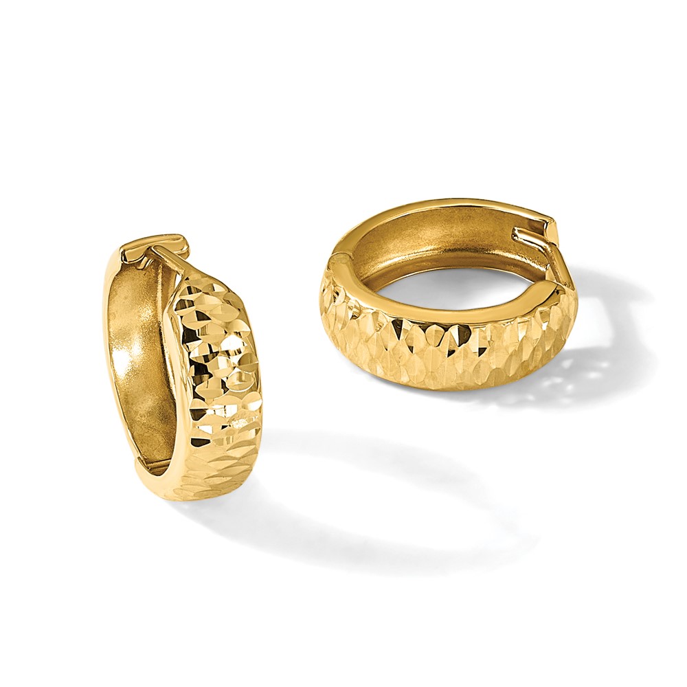 10K Polished and D/C Hinged Hoop Earrings - 4 10K Polished and D/C Hinged Hoop Earrings - 4
