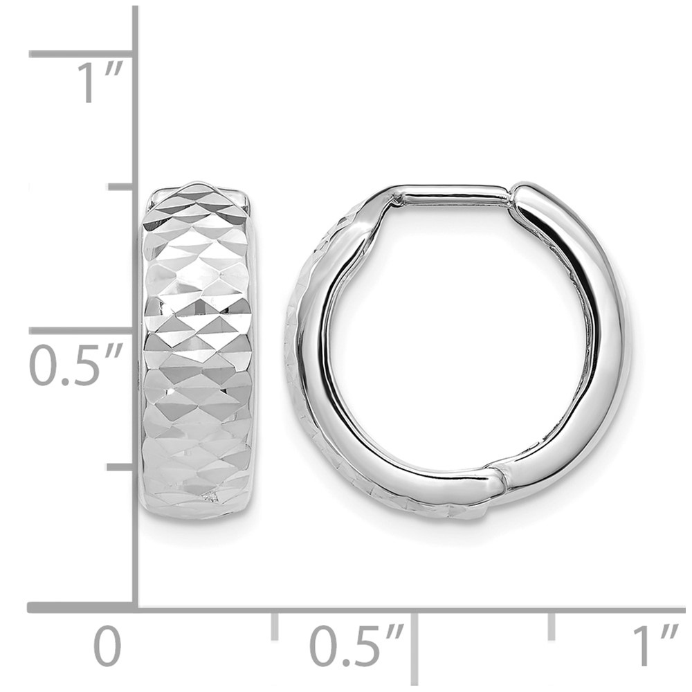 10K White Gold Polished and D/C Hoop Earrings - 2 10K White Gold Polished and D/C Hoop Earrings - 2