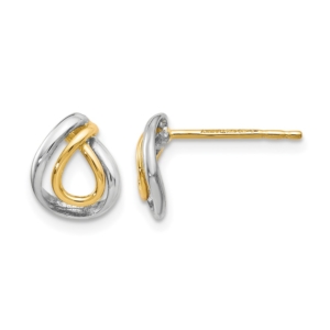 10K w/White Rhodium Polished Post Earrings - 0