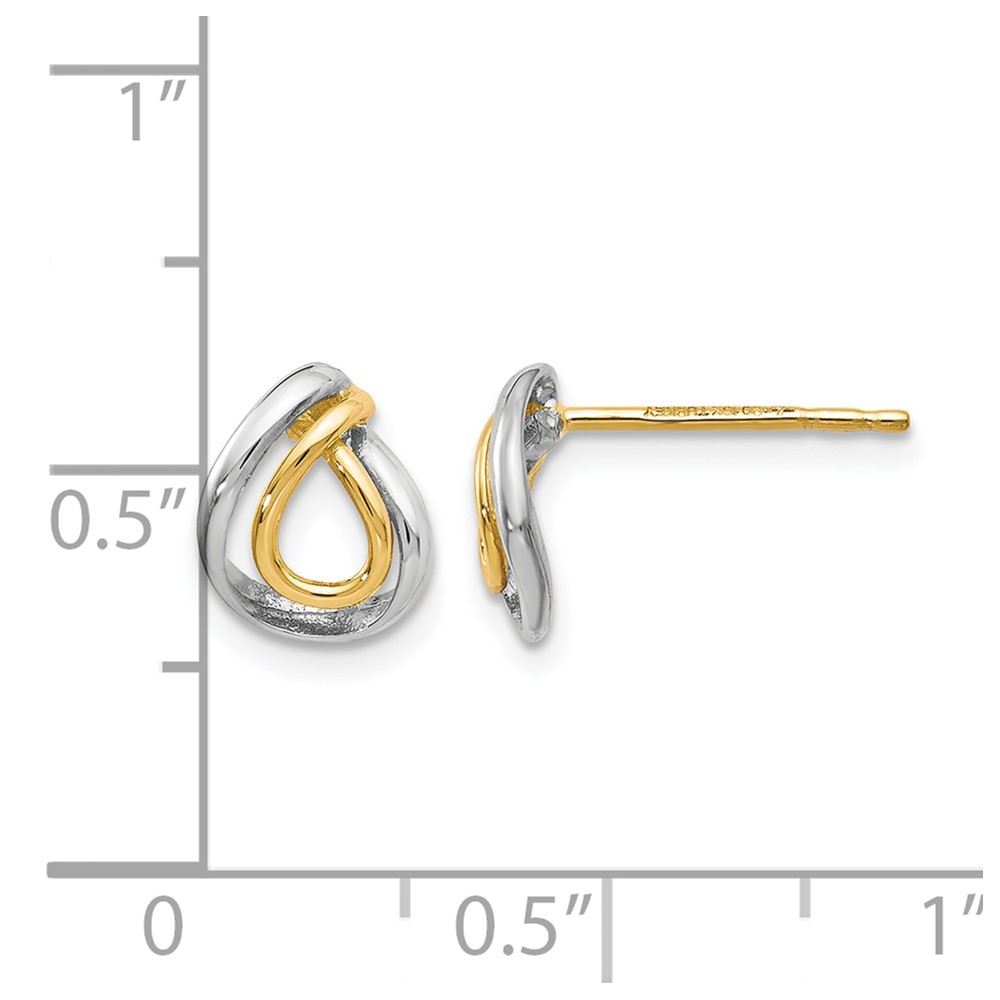 10K w/White Rhodium Polished Post Earrings - 3 10K w/White Rhodium Polished Post Earrings - 3