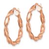 10K Rose Gold Polished Twisted Hoop Earrings - 1