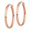 10K Rose Gold Polished Oval Hoop Earrings - 1
