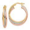 10K Tri-color Polished and Textured Twisted Hoop Earrings - 0