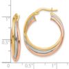 10K Tri-color Polished and Textured Twisted Hoop Earrings - 3