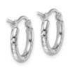 10k White Gold Diamond-cut 2mm Round Tube Hoop Earrings - 3