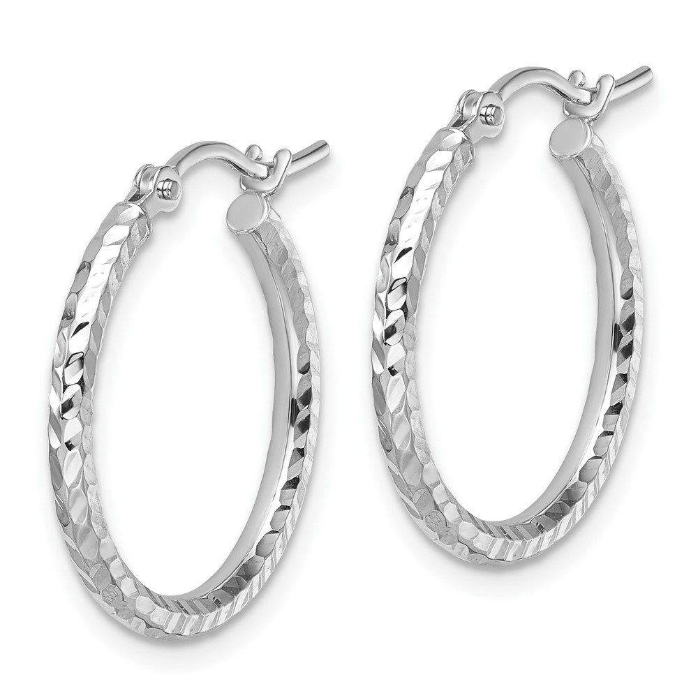 10k White Gold Diamond-cut 2mm Round Tube Hoop Earrings - 1 10k White Gold Diamond-cut 2mm Round Tube Hoop Earrings - 1