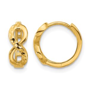 10K Polished and Diamond-cut Infinity Huggie Hoop Earrings - 0