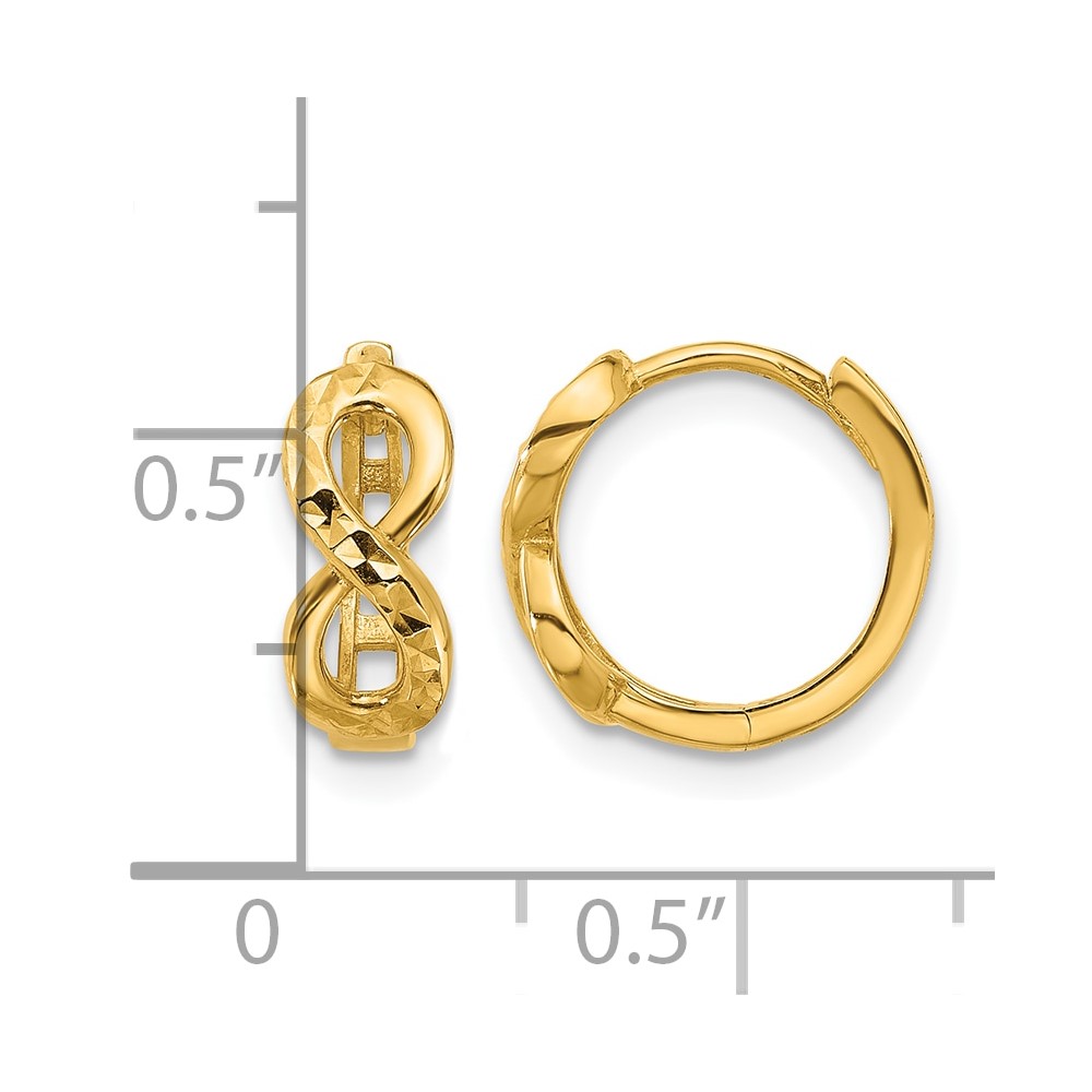 10K Polished and Diamond-cut Infinity Huggie Hoop Earrings - 3 10K Polished and Diamond-cut Infinity Huggie Hoop Earrings - 3