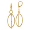 10k Polished and Textured Oval Dangle Leverback Earrings - 0