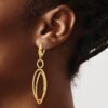 10k Polished and Textured Oval Dangle Leverback Earrings - 2
