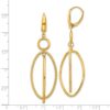 10k Polished and Textured Oval Dangle Leverback Earrings - 3