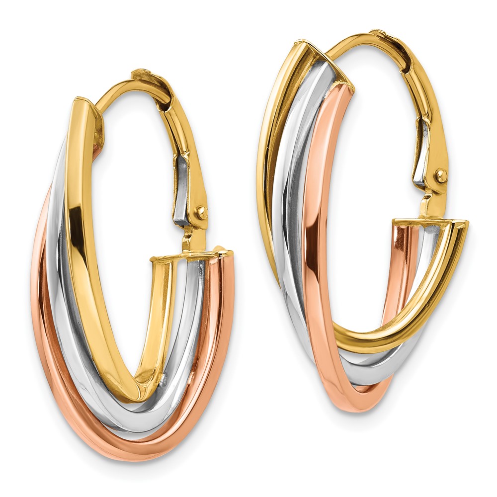 10K Tri-color Polished Hoop Earrings - 1 10K Tri-color Polished Hoop Earrings - 1