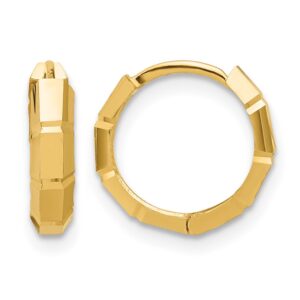 10K Polished and Diamond-cut Huggie Hoop Earrings - 0