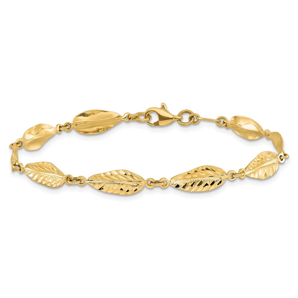 10K Polished Leaf Bracelet - 2