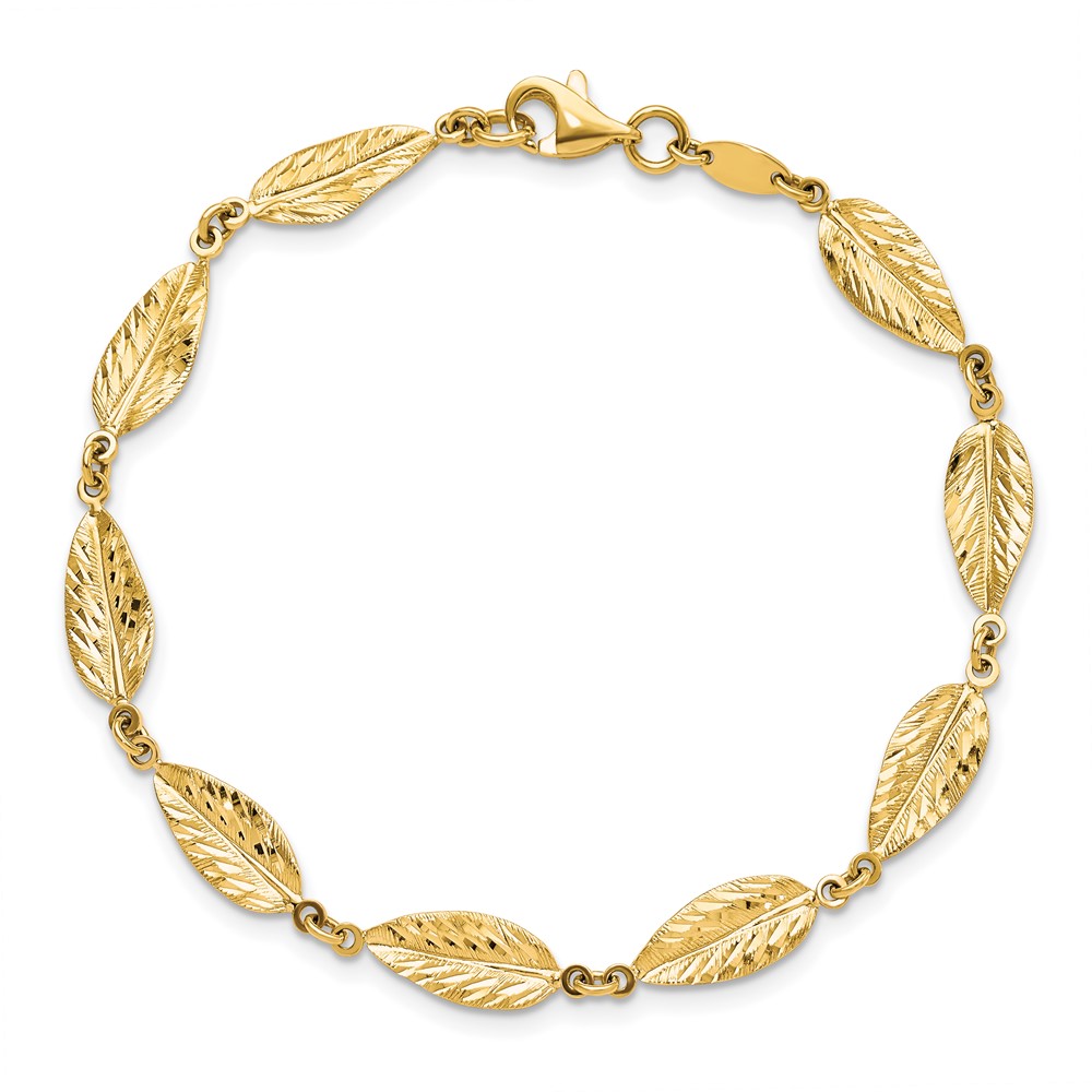 10K Polished Leaf Bracelet - 4