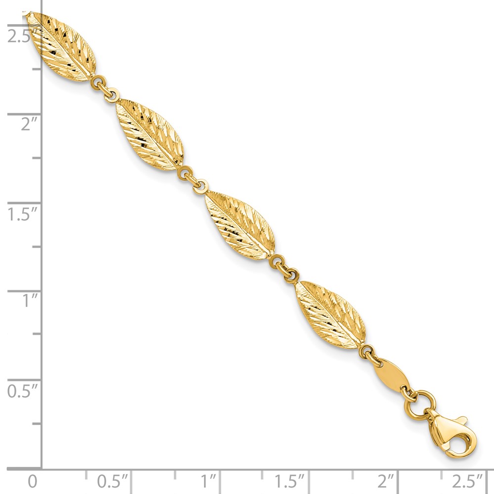 10K Polished Leaf Bracelet - 3